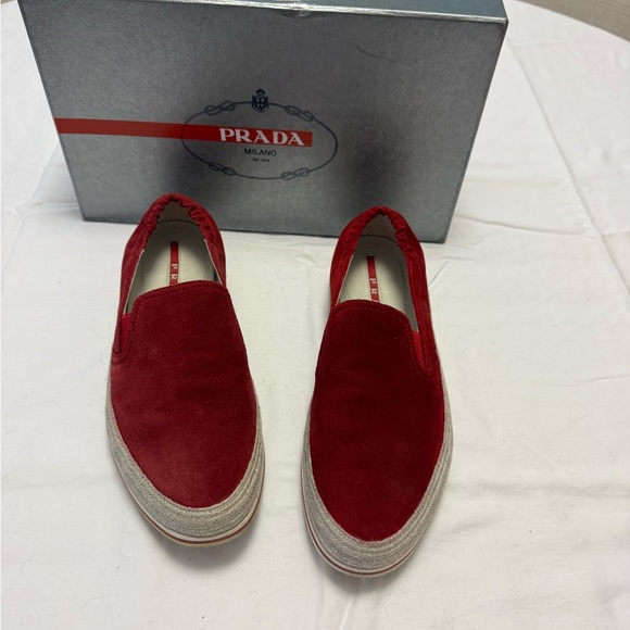 Prada Men's Vibrant Red Loafers - Picture 1 of 9